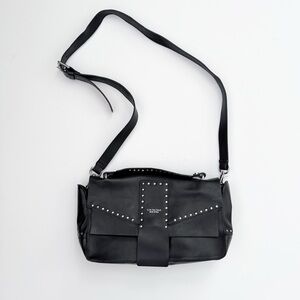 Lia Numa Studded Black Leather Shoulder Bag